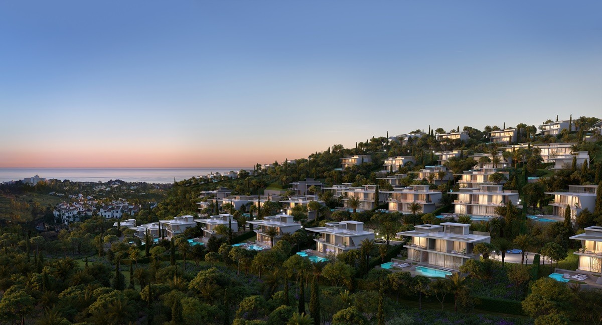Aerial view of Tierra Viva luxury villa community in Marbella